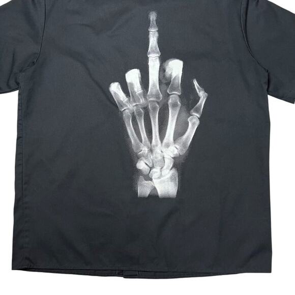 Dickies Seether Skeleton Finger Button Up Short Sleeve Shirt SIZE XL Black - Picture 6 of 10